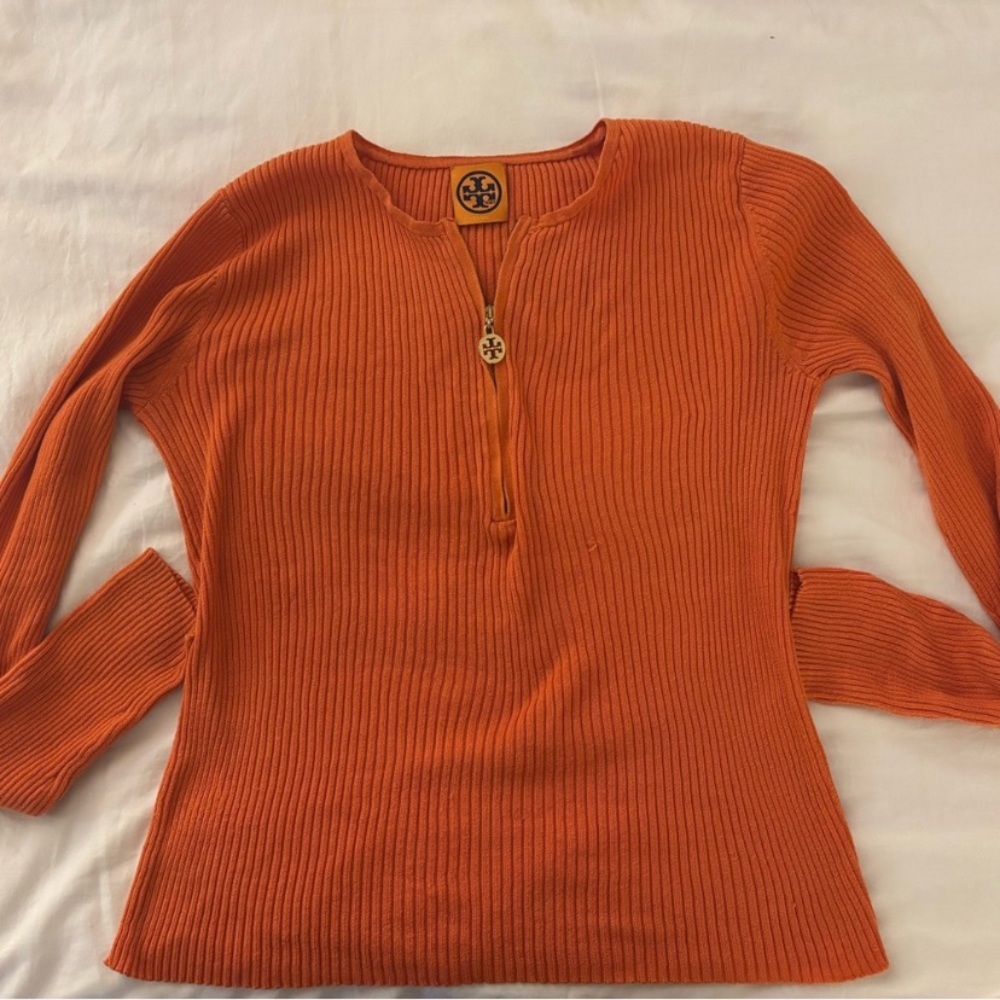 Fabletics Orange Long Sleeve Ribbed Top